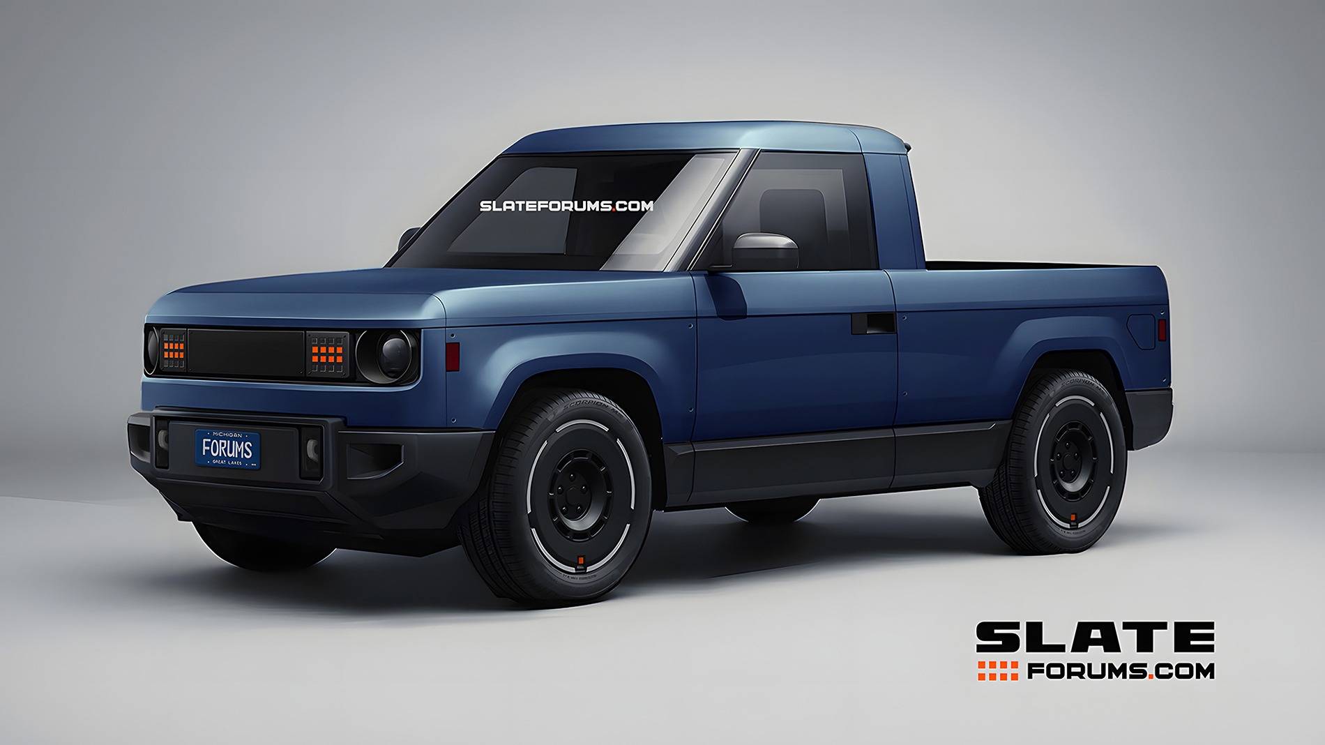 Slate Auto Pickup Truck Our Slate Pickup Truck Previews in Various Colors 2026 2027 Slate Pickup Truck SlateForums_Slate_Front Mystic Blue