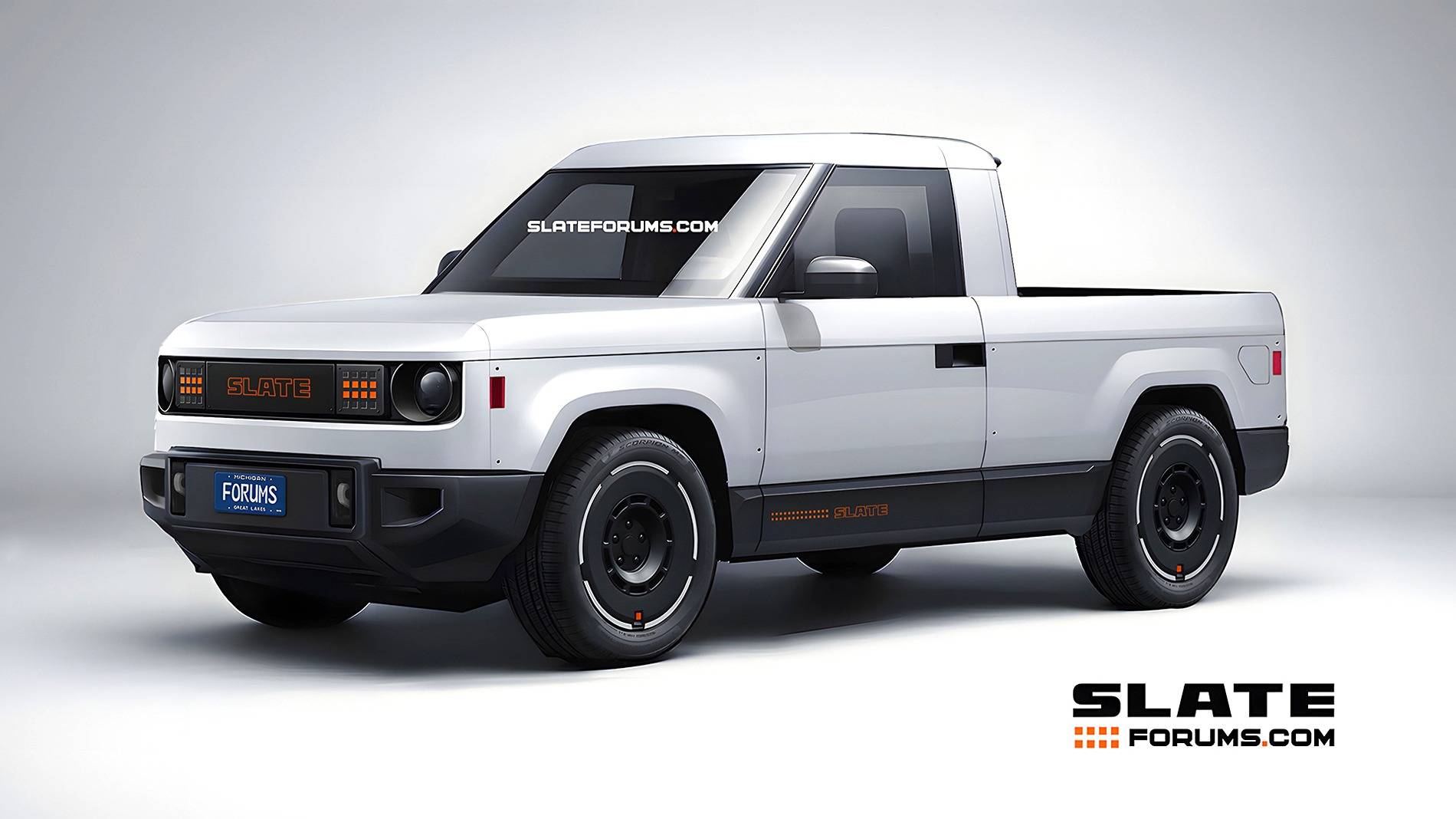 Slate Auto Pickup Truck Our Slate Pickup Truck Previews in Various Colors 2026 2027 Slate Pickup Truck SlateForums_Slate_Front White