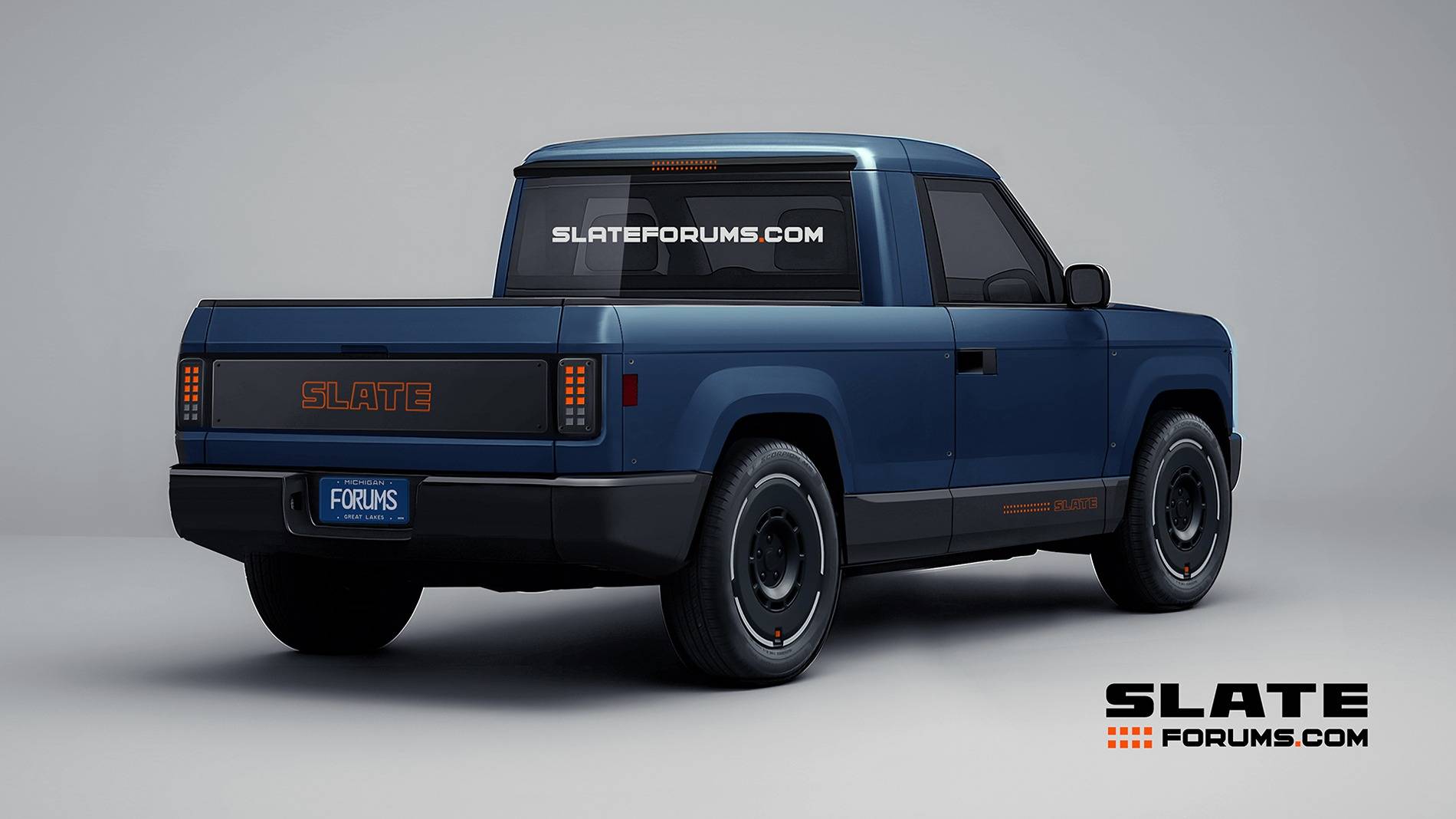 Slate Auto Pickup Truck Our Slate Pickup Truck Previews in Various Colors 2026 2027 Slate Pickup Truck SlateForums_Slate_Rear Mystic Blue