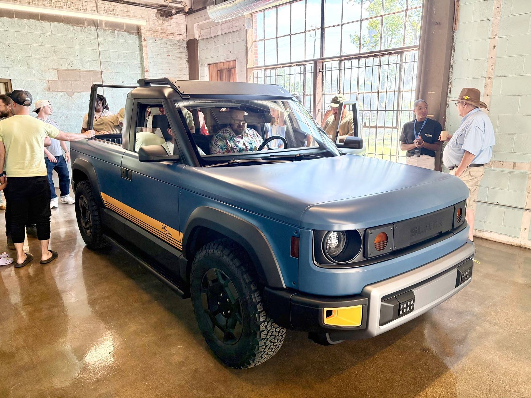 Slate Auto Pickup Truck Dark Blue Wrapped Slate Pickup w/ 20" Wheels, All-Terrain Tires, Roof Rack, Bed Rack, Running Boards @ Moto Social Club in Ferndale (Detroit, MI) Dark Blue Wrapped Slate Pickup w: Roof Rack + Bed Rack @ Moto Social Club in Ferndale 11