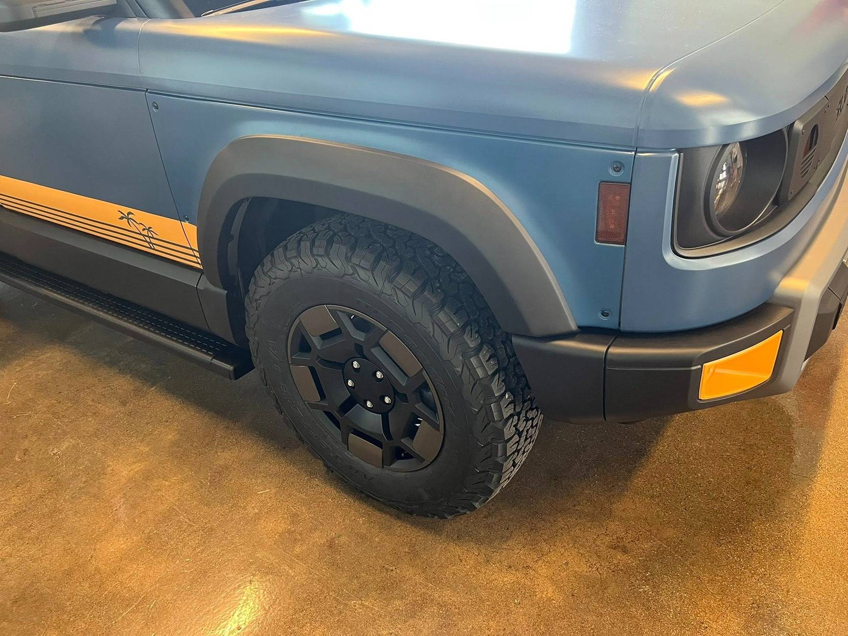 Slate Auto Pickup Truck Dark Blue Wrapped Slate Pickup w/ 20" Wheels, All-Terrain Tires, Roof Rack, Bed Rack, Running Boards @ Moto Social Club in Ferndale (Detroit, MI) Dark Blue Wrapped Slate Pickup w: Roof Rack + Bed Rack @ Moto Social Club in Ferndale 5