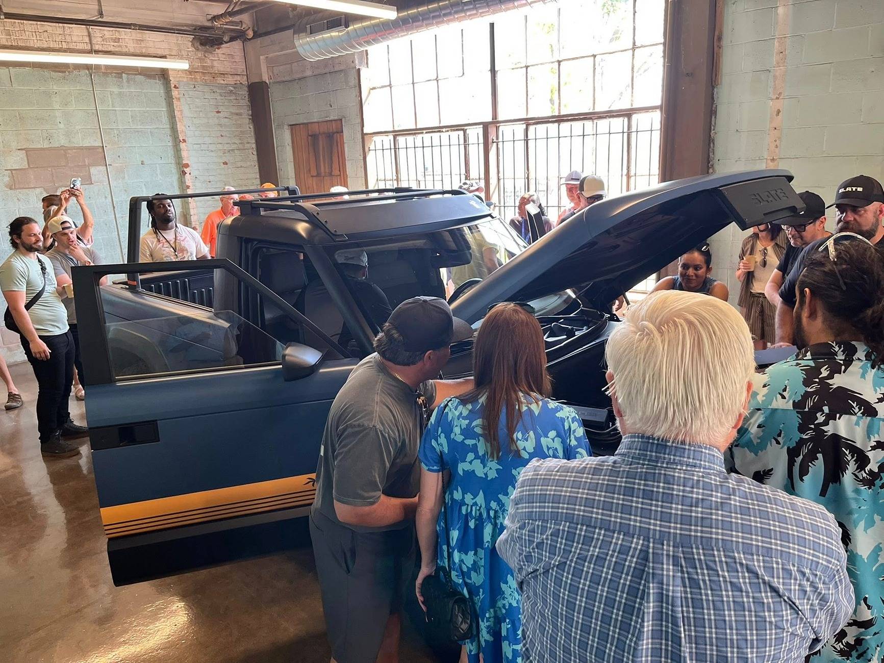 Slate Auto Pickup Truck Dark Blue Wrapped Slate Pickup w/ 20" Wheels, All-Terrain Tires, Roof Rack, Bed Rack, Running Boards @ Moto Social Club in Ferndale (Detroit, MI) Dark Blue Wrapped Slate Pickup w: Roof Rack + Bed Rack @ Moto Social Club in Ferndale 8