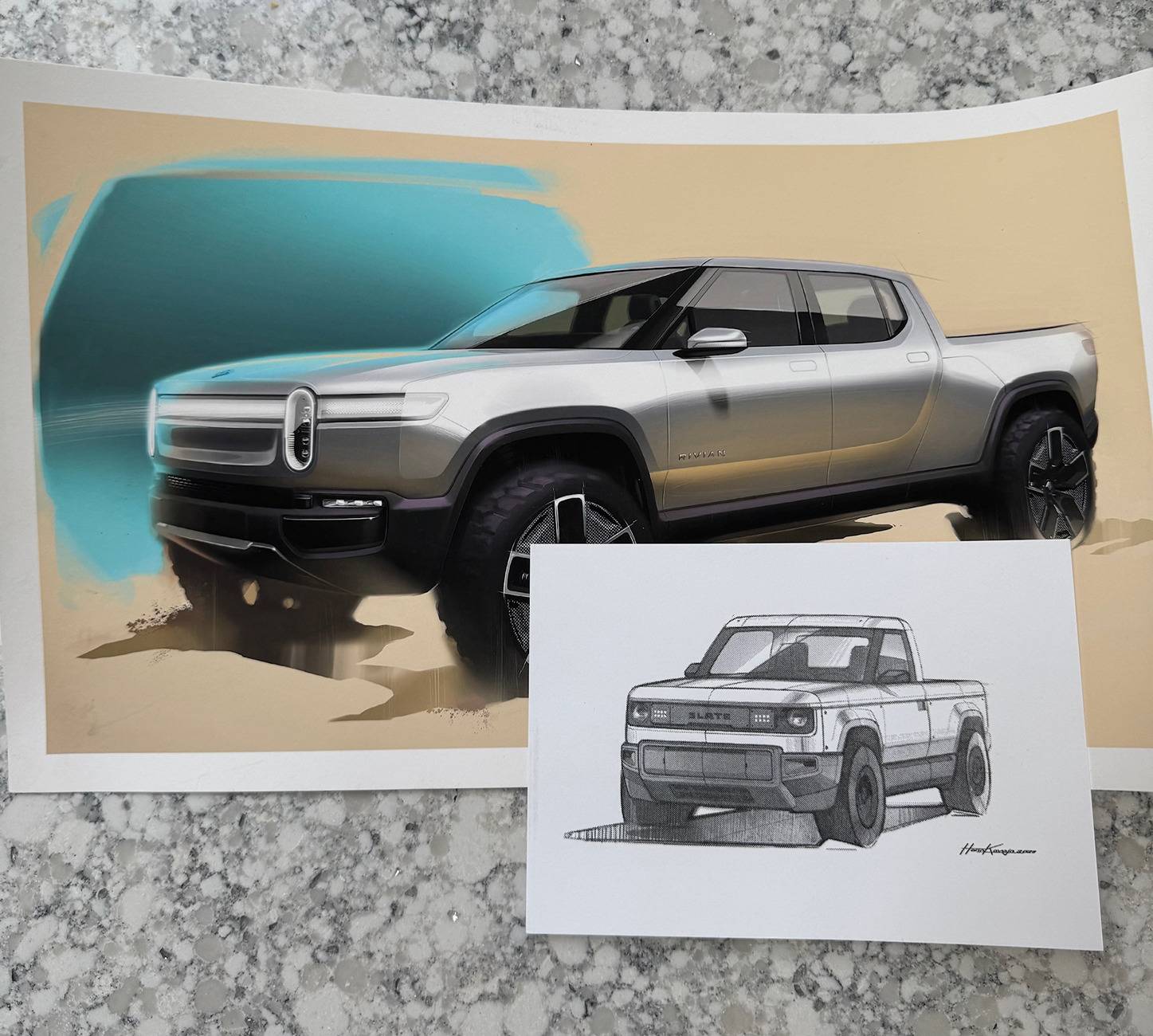 Slate Auto Pickup Truck Received my gift in mail from Slate Auto - concept sketch IMG_1308