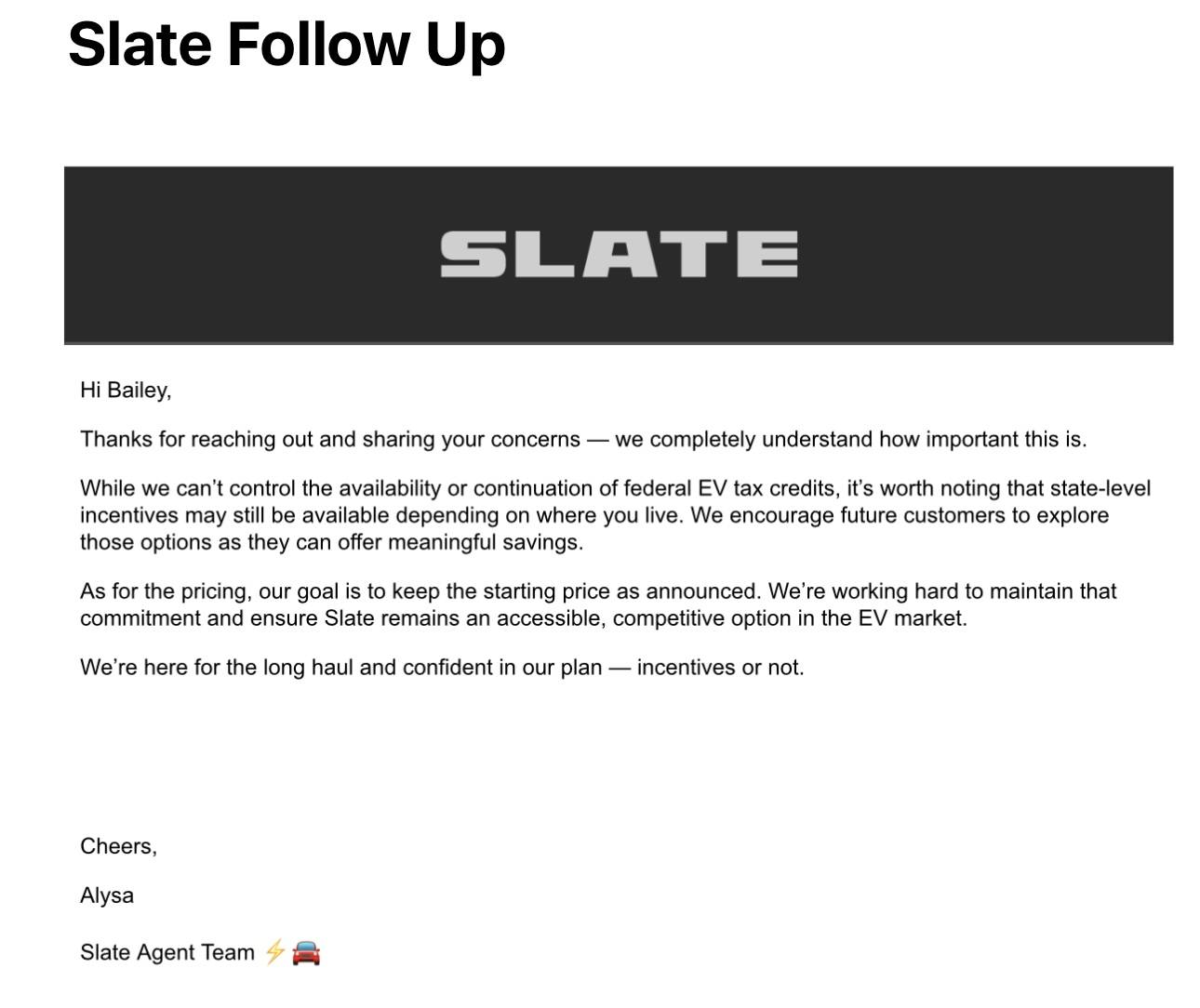 Slate Auto Pickup Truck Slate is "confident in our plan -- [tax] incentive or not." IMG_1913