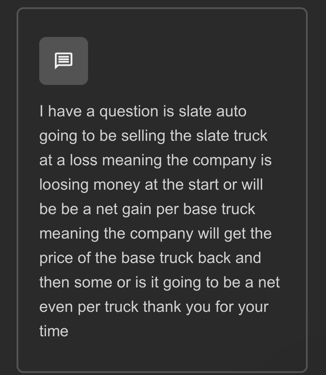 Slate Auto Pickup Truck Reply to financial situation IMG_2064