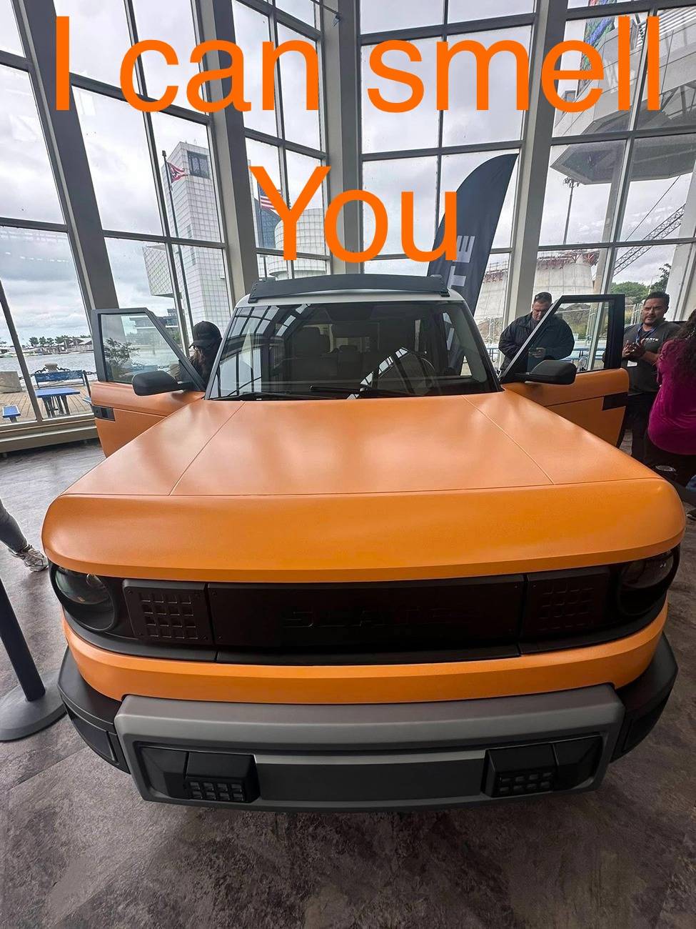 Slate Auto Pickup Truck Orange Slate SUV with 2" lift, BFG All-Terrain AT T/A tires, white roof, roof rack - photos from Cleveland Ohio IMG_2244