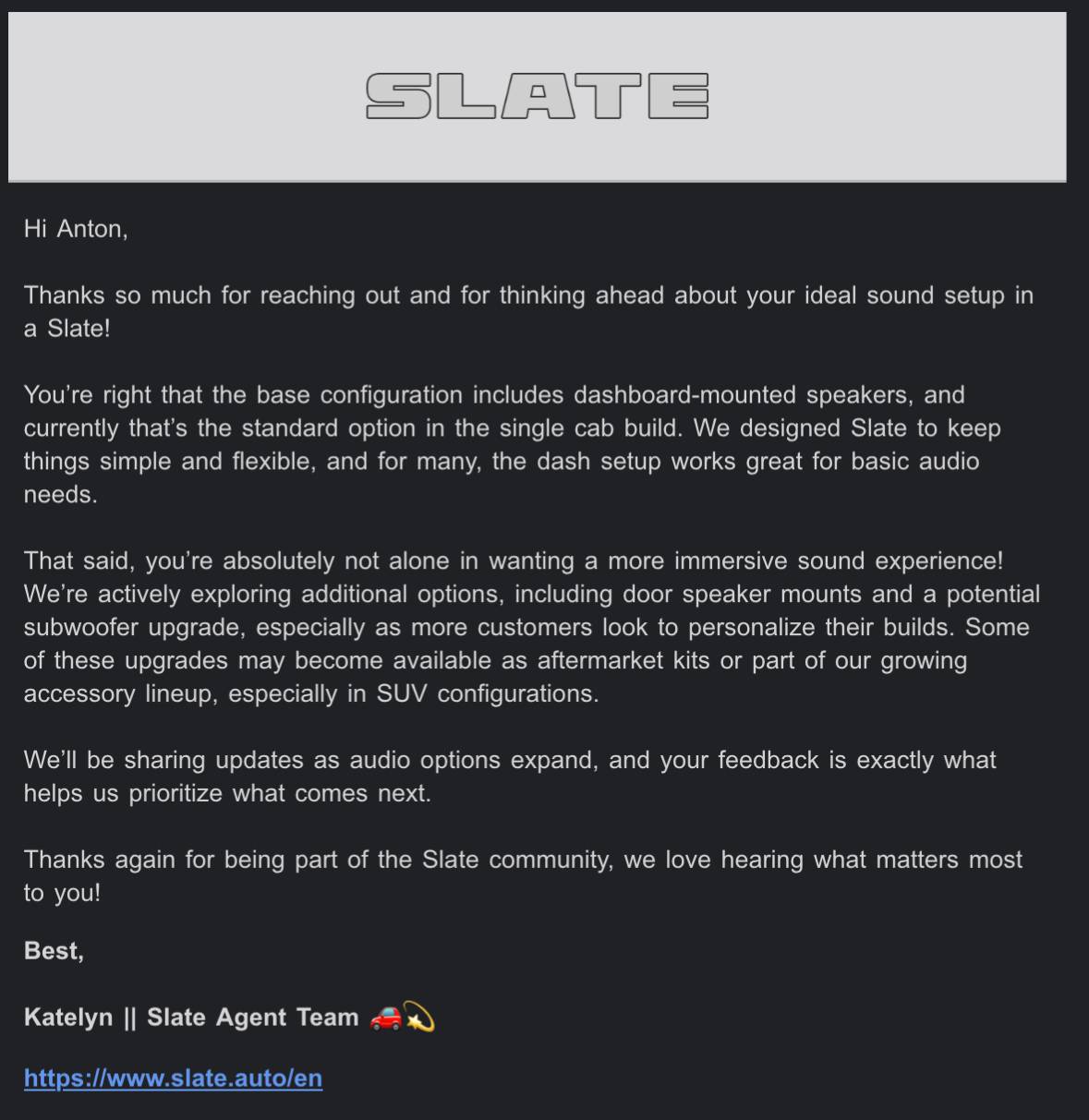 Slate Auto Pickup Truck Dashboard Speakers come standard, and more audio options in the works [confirmed] IMG_9494