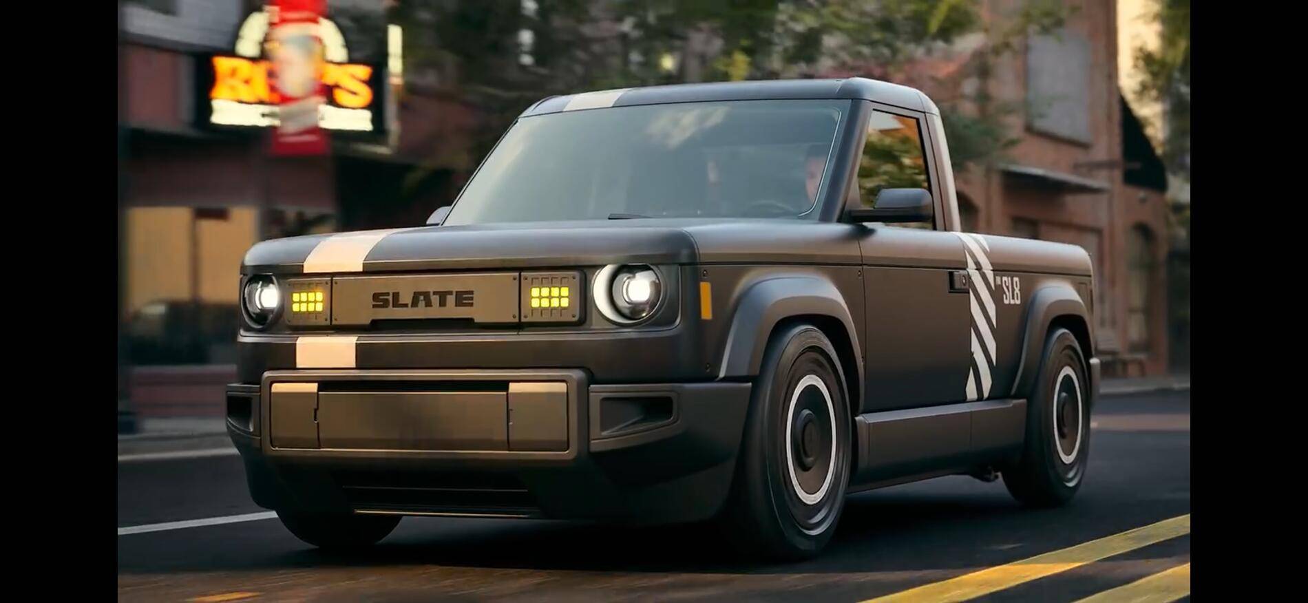 Slate Auto Pickup Truck Lowered Slate pickup truck in motion - animated preview video IMG_9820