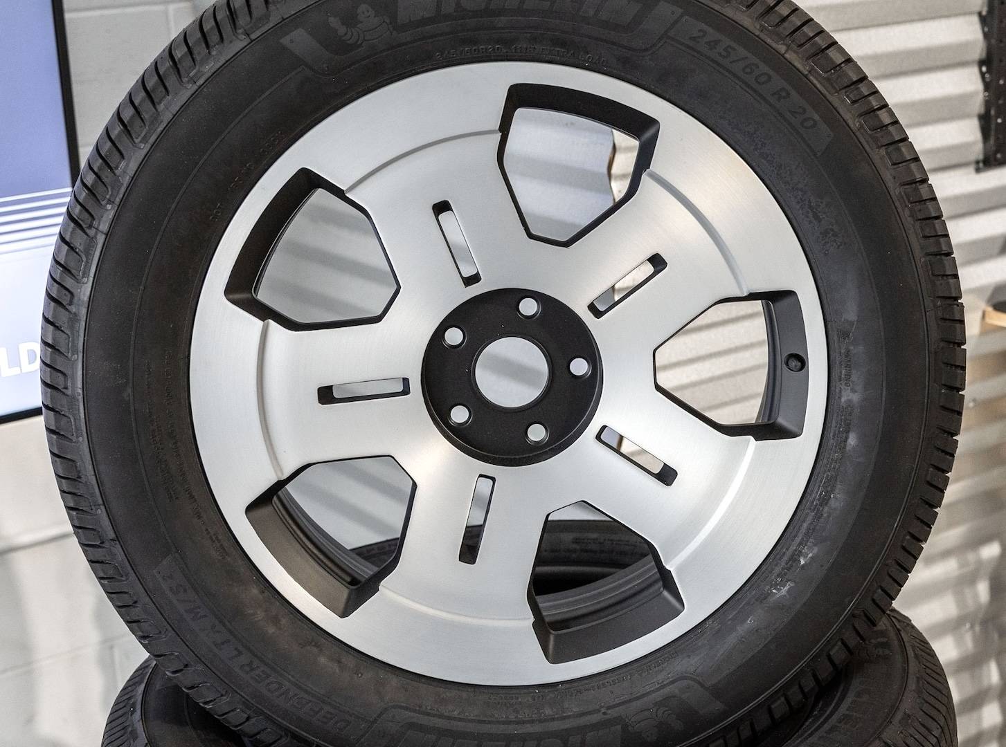 Slate Auto Pickup Truck Michelin Defender LTX M/S tires (245/60R20) on 20" Slate OEM wheels Michelin Defender LTX M:S tires (245:60R20) on 20%22 Slate wheels
