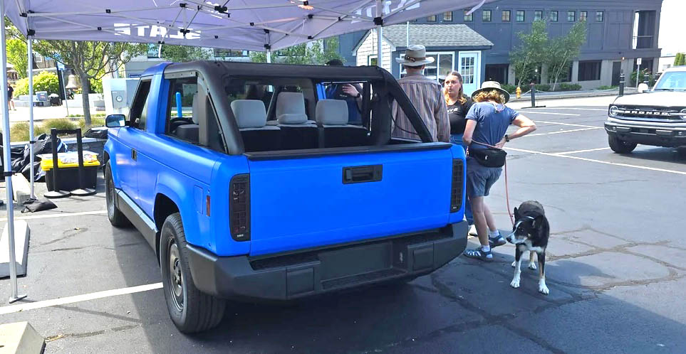Slate Auto Pickup Truck Open Air Mode Slate Pickup w/ Blue Wrap (from Rhode Island event showing) Open Air Mode Slate Pickup w: Blue Wrap (from Rhode Island showing) 2