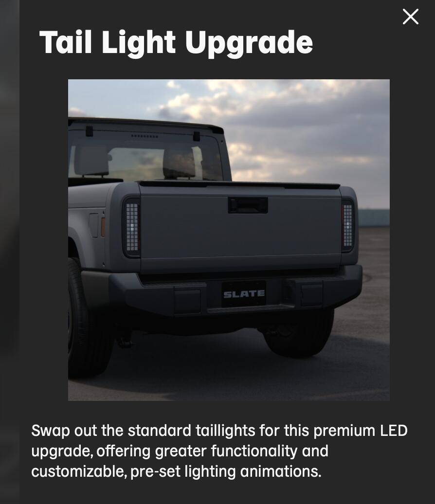 Slate Auto Pickup Truck Will headlight bulbs be LED, halogen or incadescent Screenshot 2025-05-11 at 17.12.39