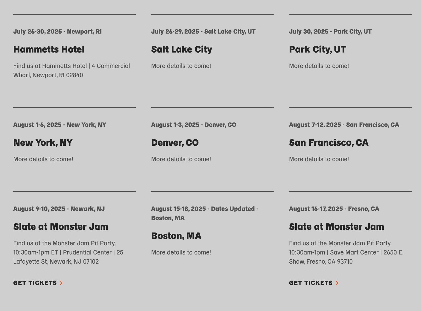 Slate Auto Pickup Truck New Slate tour locations & dates! CA, CO, MA, NJ, NY, RI, UT (as of 7/21/25) Slate tour locations dates