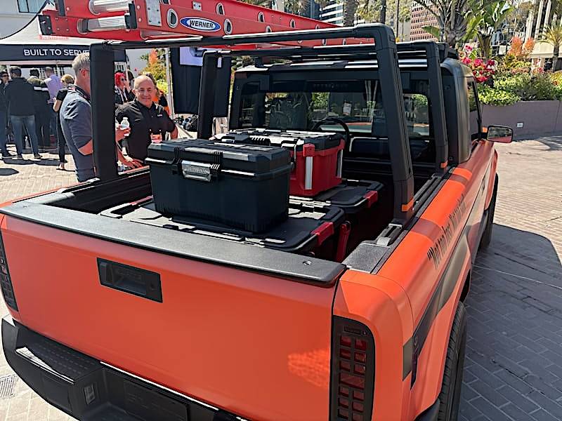 Slate Auto Pickup Truck Slate work truck / contractor truck unloaded & displayed in Long Beach CA Slate work truck bed rails ladder rack 2
