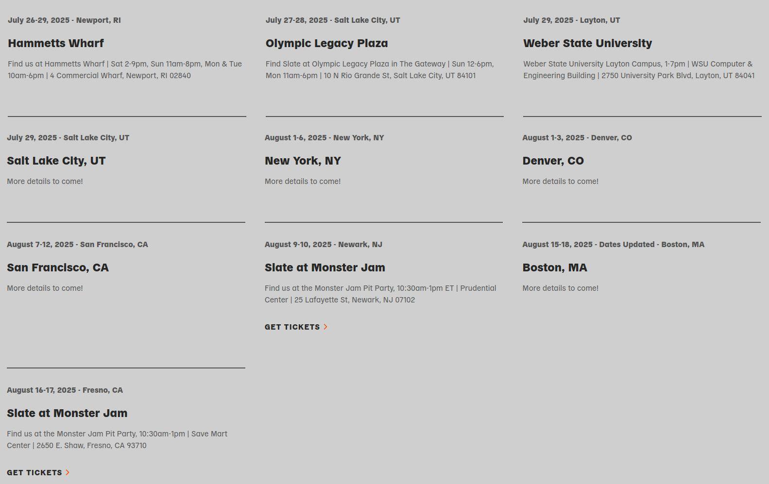 Slate Auto Pickup Truck New Slate tour locations & dates! CA, CO, MA, NJ, NY, RI, UT (as of 7/21/25) Slate_Events