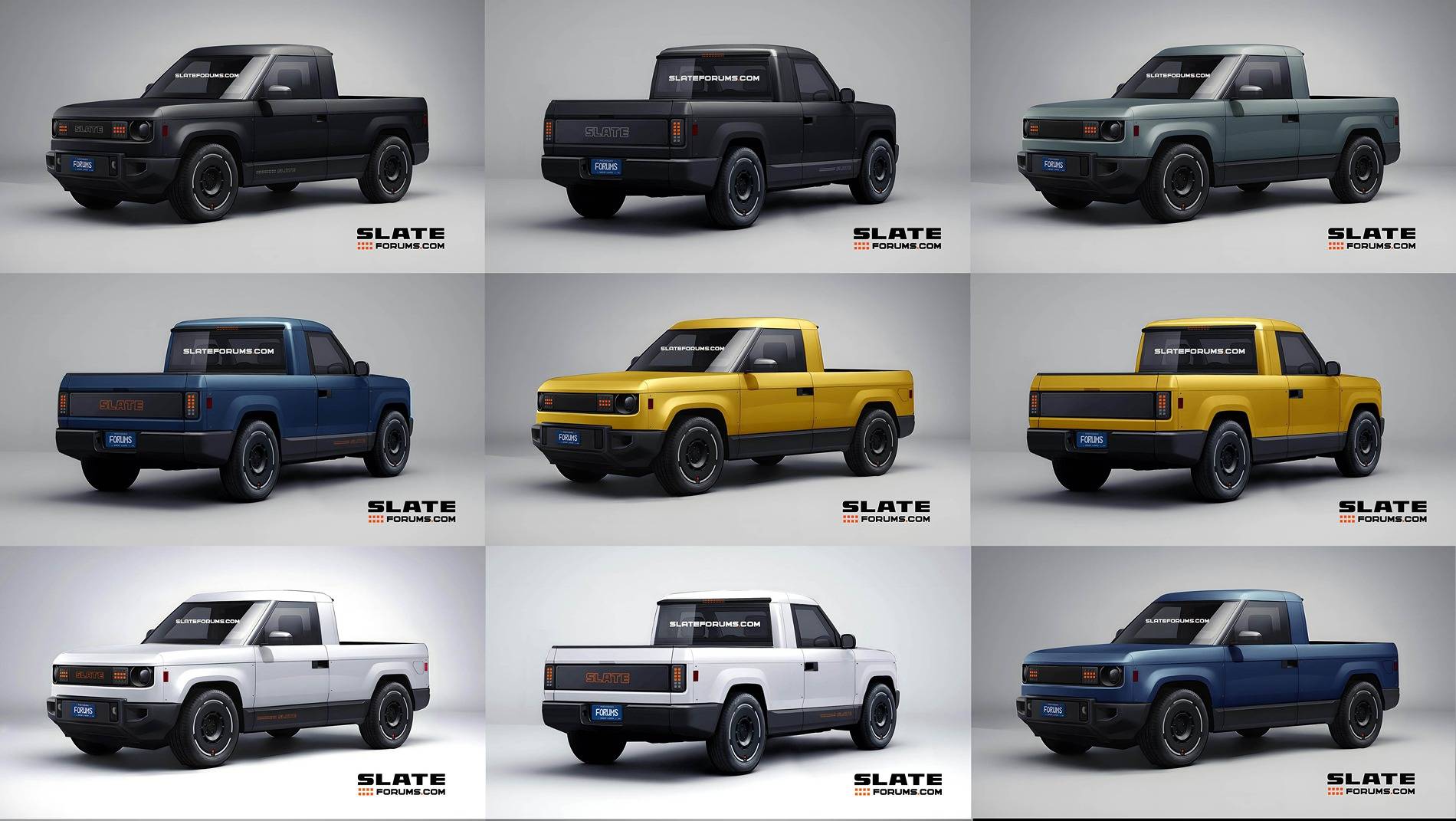 Slate Auto Pickup Truck Our Slate Pickup Truck Previews in Various Colors slateforums_slate_pickup_collage