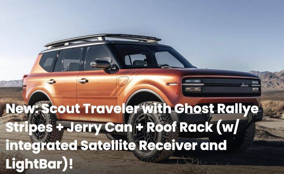 Slate Auto Pickup Truck Official: Scout EV Pickup & SUV debut w/ Gas Range Extender, 4x4, BOF, Lockers, Sway Bar Disconnect -- All Specs, Wallpapers, Video v-ghost-rallye-stripes-jerry-can-roof-rack-jpg-