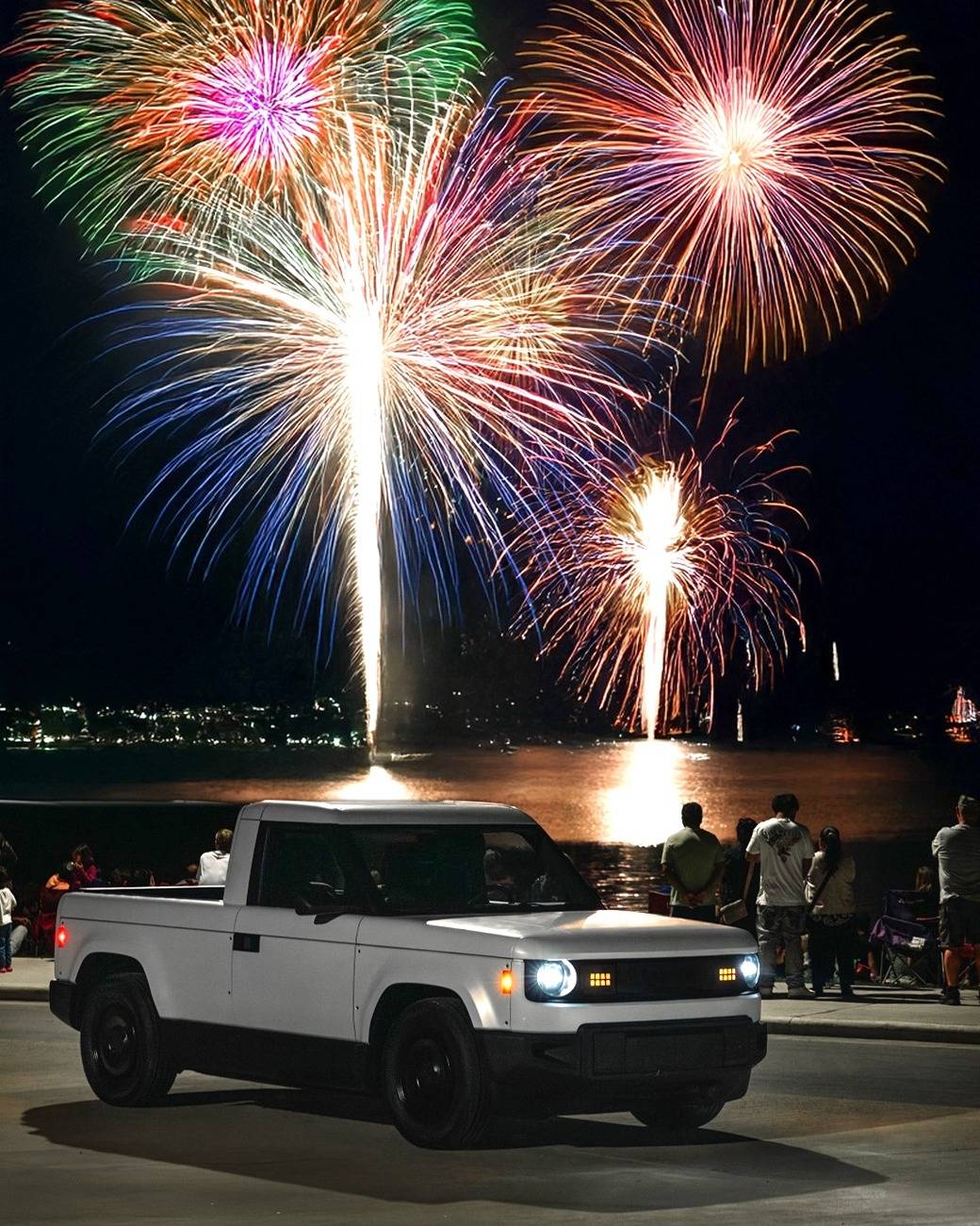 Slate Auto Pickup Truck Happy 4th of July everyone! White Slate Pickup + Fireworks (Photo) white wrap slate pickup truck 4th of july fireworks