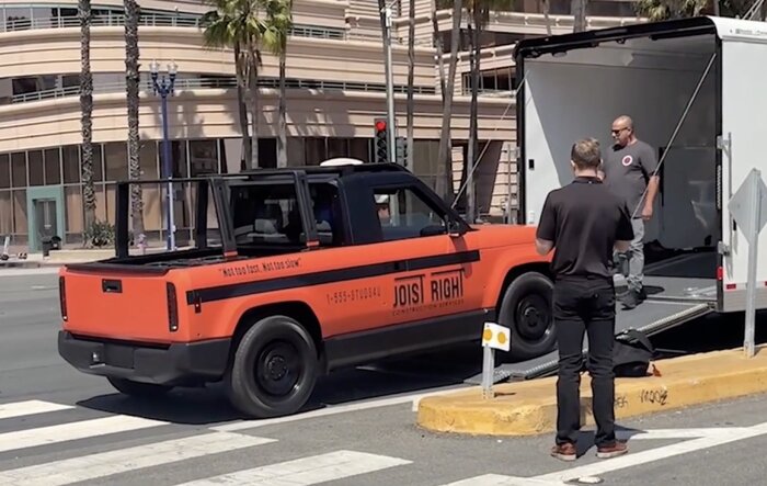 Slate work truck / contractor truck unloaded & displayed in Long Beach CA