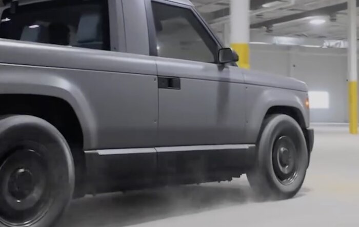 Slate driving footage in production plant (confirmed real by Slate Auto)